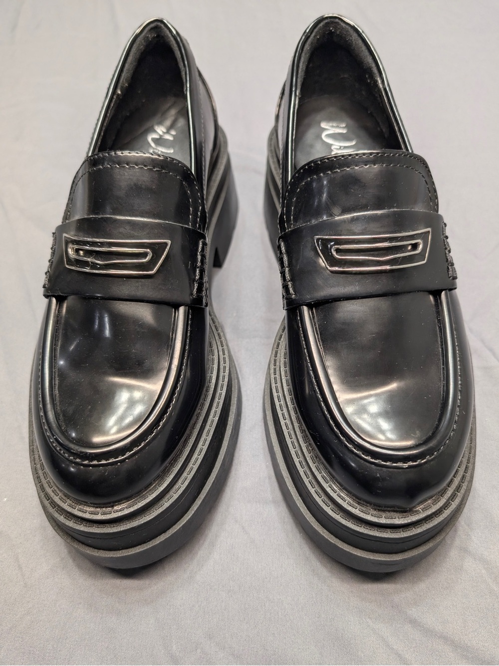 Wild Pair Women’s Black Platform Loafers - Classic Slip-On Dress Shoes